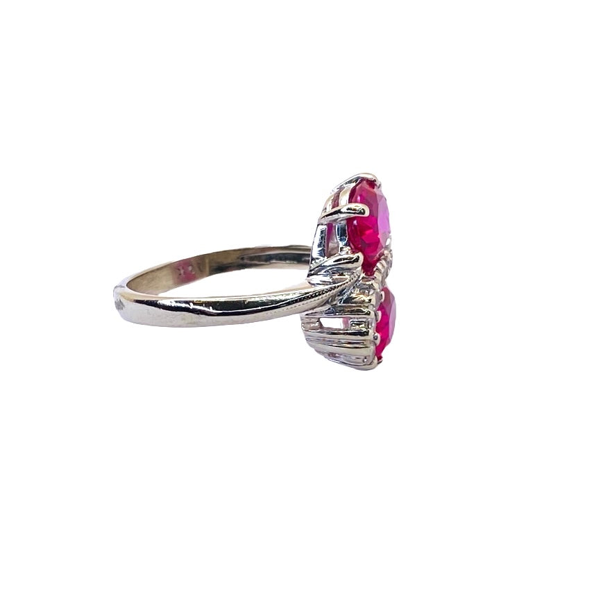 Estate Jewelry 14K White Gold Lab Created Ruby Ring