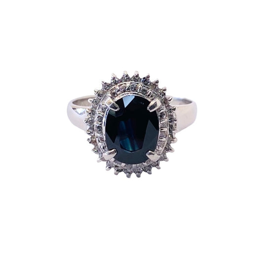 Platinum Dark Blue Sapphire Ring