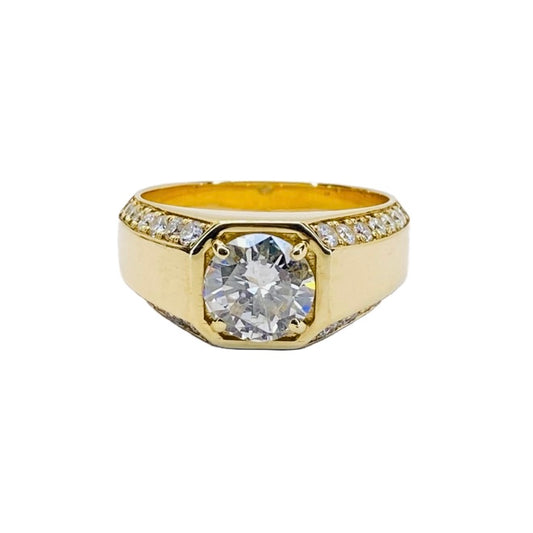 14K Yellow Gold Mens Diamond Ring