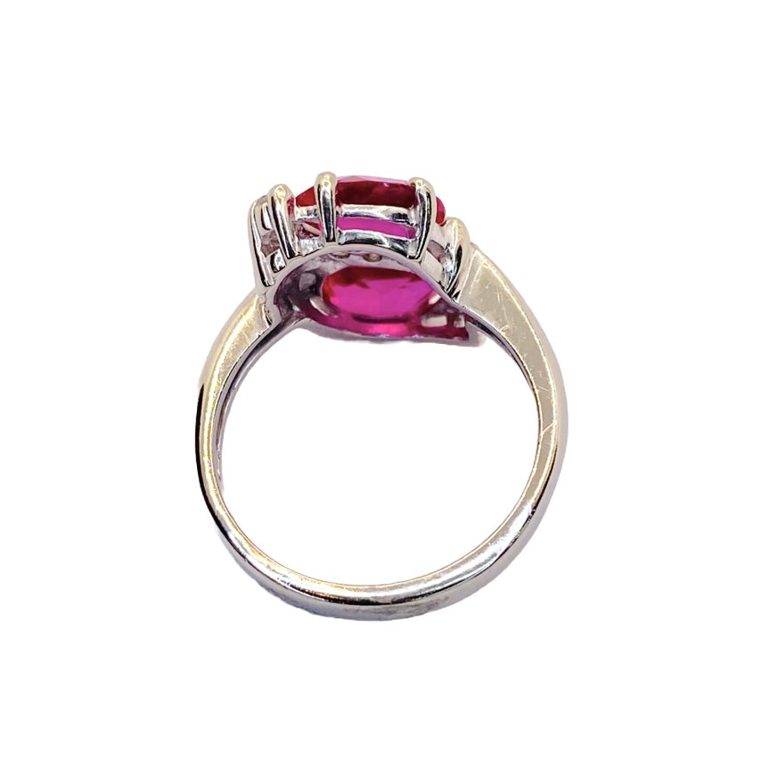 Estate Jewelry 14K White Gold Lab Created Ruby Ring
