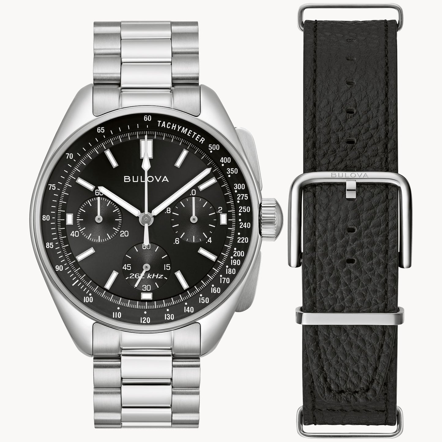 BULOVA Archive Series Lunar Pilot Black Dial Stainless Steel Bracelet 96K111