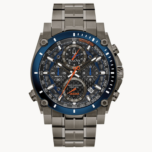 Bulova Icon Gray /Blue IP Stainless Steel Black Dial 98B343