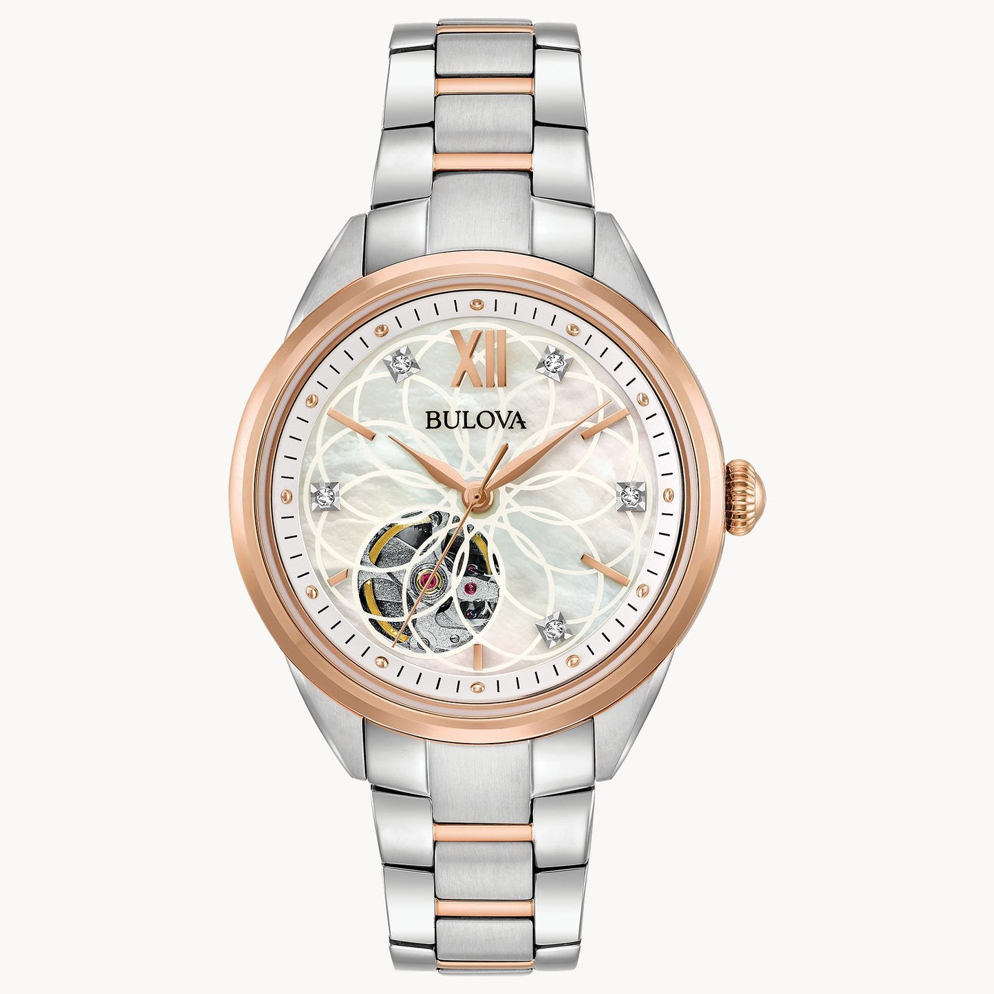 Bulova Sutton Automatic Classic Collection in Steel and Rose Gold Tone 98P170