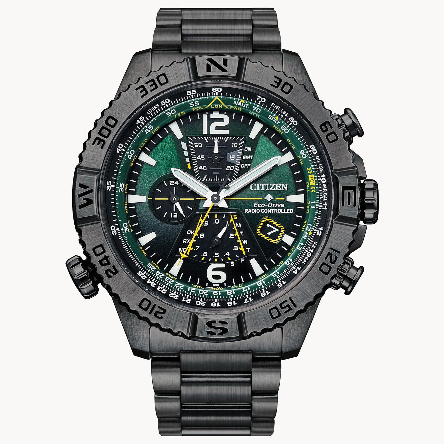 Citizen Promaster Navihawk A-T Green Dial Stainless Steel Bracelet AT8227-56X