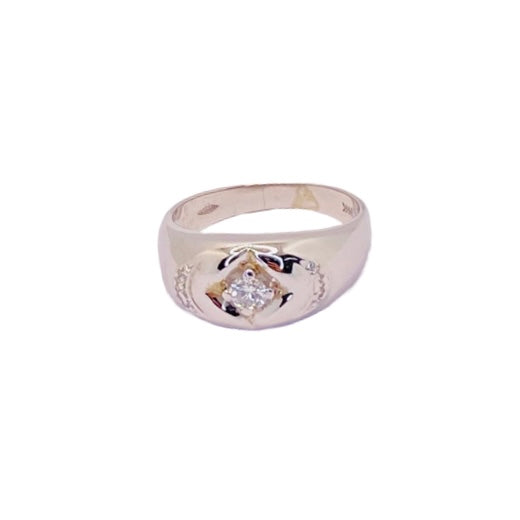 14K White Gold Diamond Mens Ring