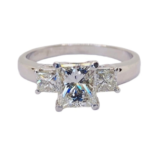 Platinum 3-Stone Princess Cut Diamond Ring