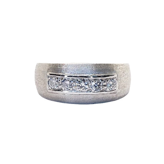 14K White Gold Diamond Mens Ring