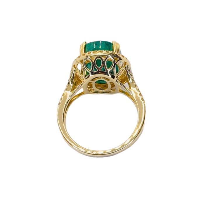 14K Yellow Gold Large Oval Emerald Ring