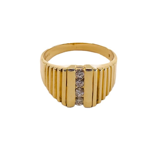 14K Yellow Gold Mens Diamond Ring