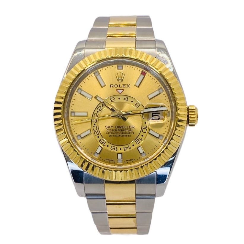 Rolex Sky-Dweller Champagne Colour 42mm Oystersteel and Yellow Gold 326933