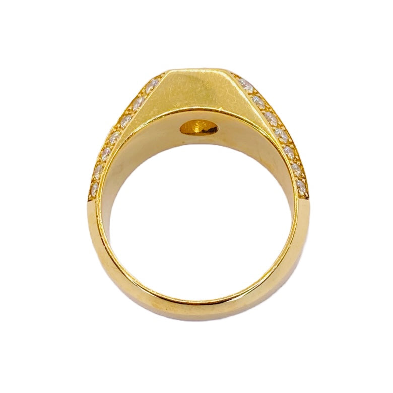 14K Yellow Gold Mens Diamond Ring
