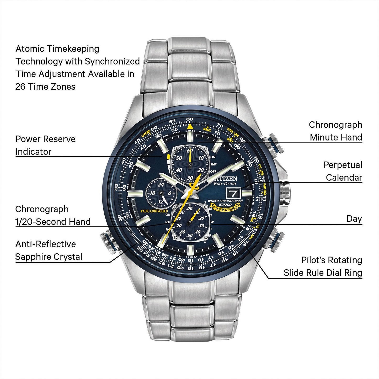 CITIZEN Blue Angels World Chronograph A-T ATOMIC TIMEKEEPING AT8020-54L