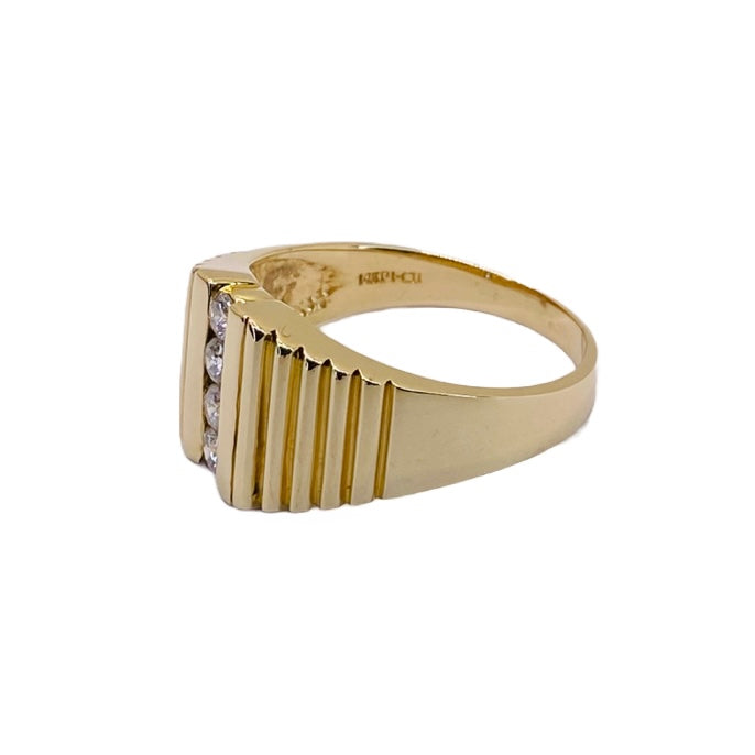 14K Yellow Gold Mens Diamond Ring
