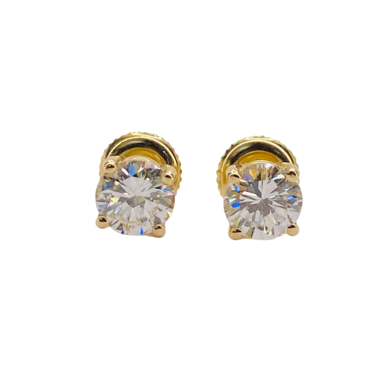 14K Yellow Gold Diamond Stud Earrings