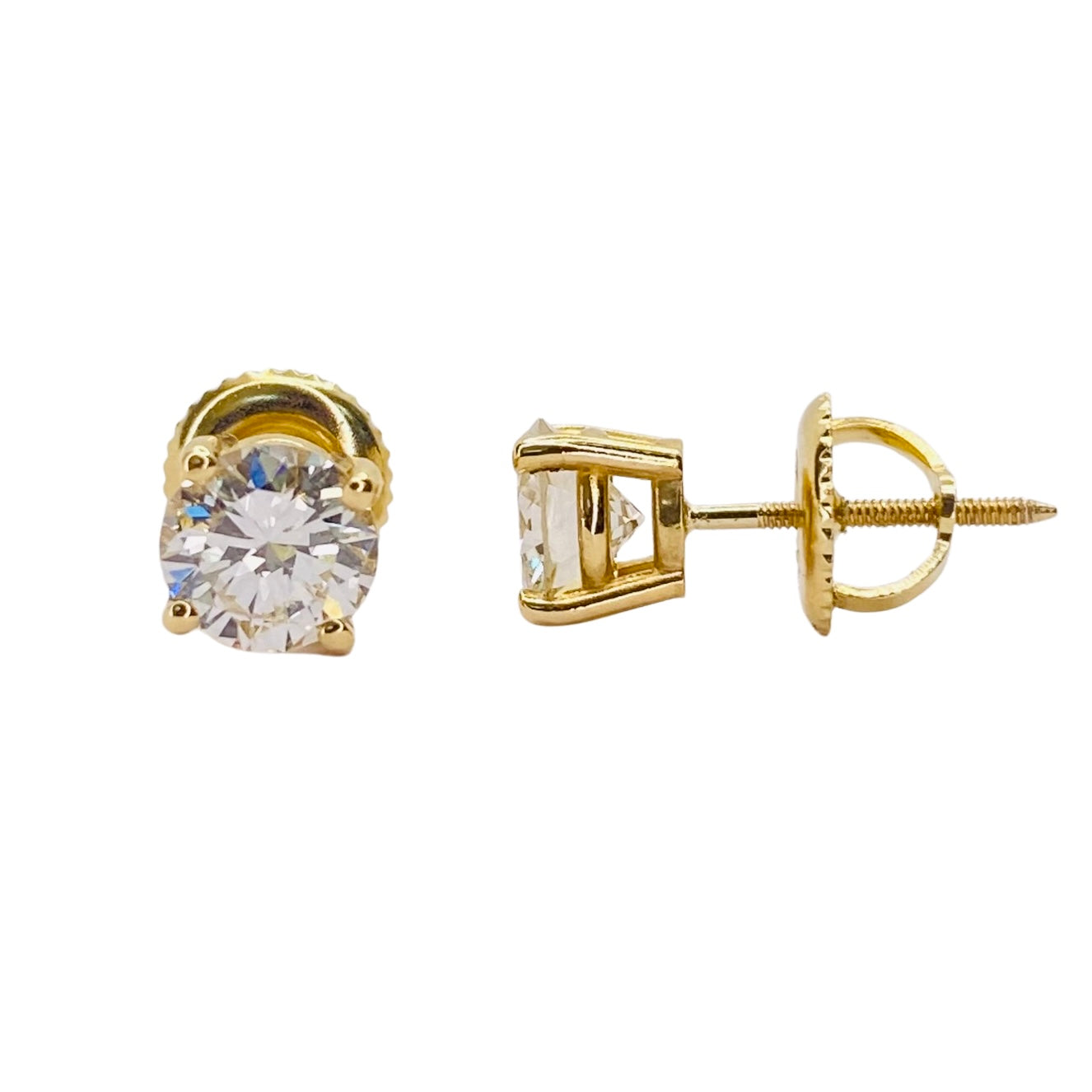 14K Yellow Gold Diamond Stud Earrings