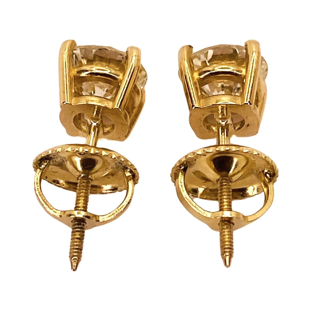 14K Yellow Gold Diamond Stud Earrings