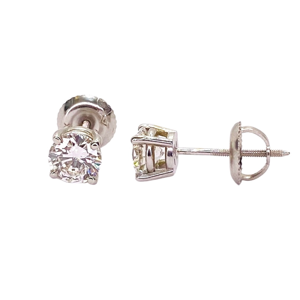 18K White Gold Diamond Stud Earrings