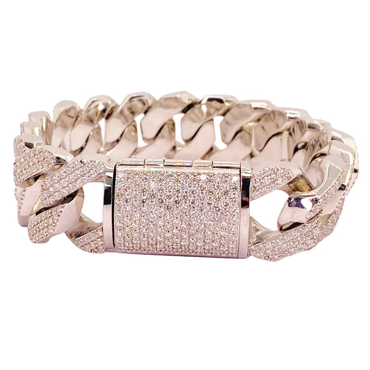 14K White Gold Mens 17.50 Carats Diamond Bracelet