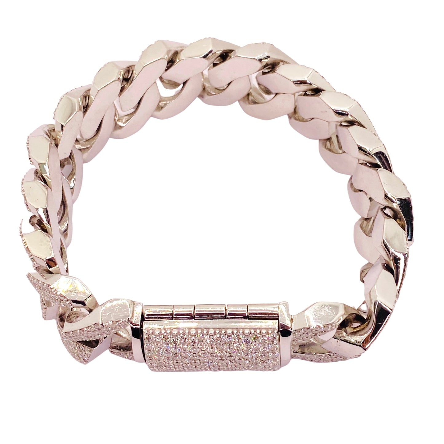 14K White Gold Mens 17.50 Carats Diamond Bracelet