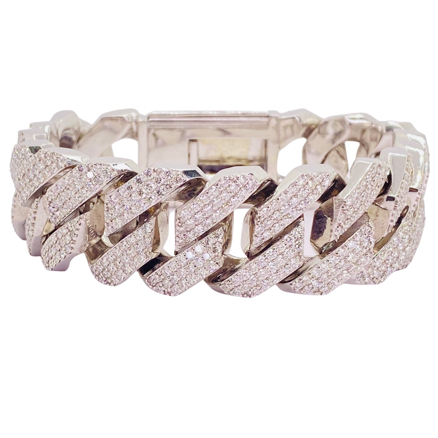 14K White Gold Mens 17.50 Carats Diamond Bracelet