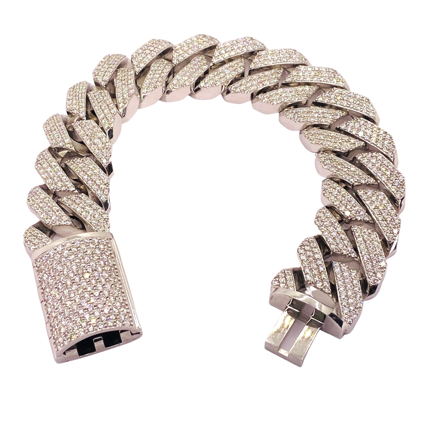 14K White Gold Mens 17.50 Carats Diamond Bracelet