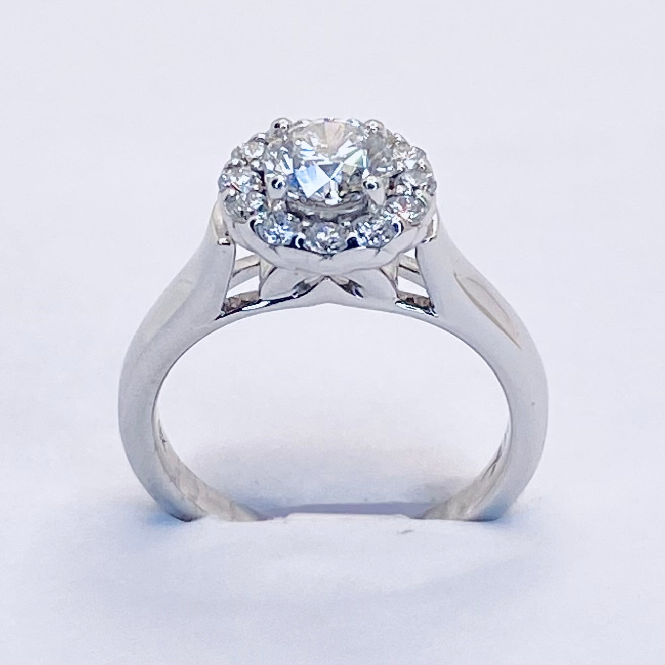 18K White Gold Diamond Halo Ring