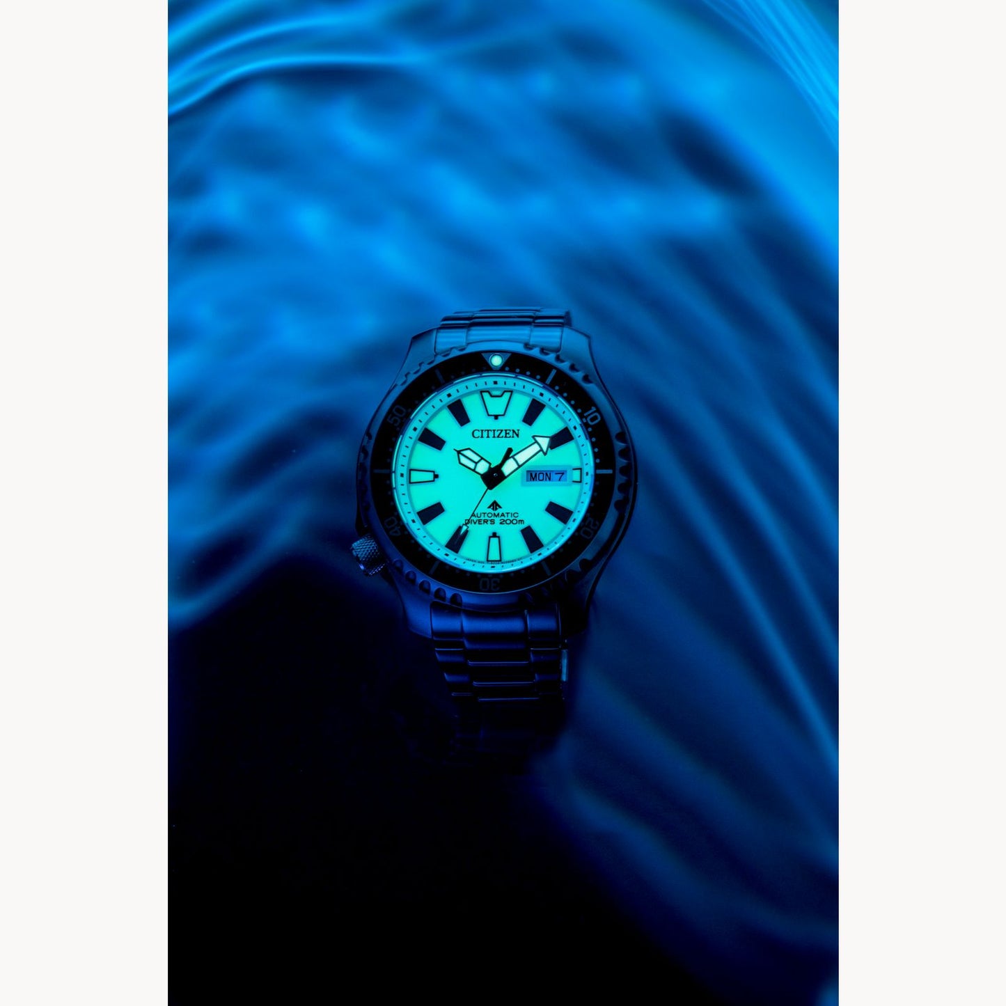 Citizen Promaster Dive Automatic Yellow Luminous Dial Black Steel Bracelet NY0155-58X