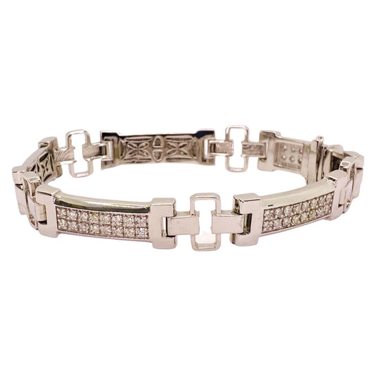 Estate Jewelry 14K White Gold Mens Diamond Bracelet