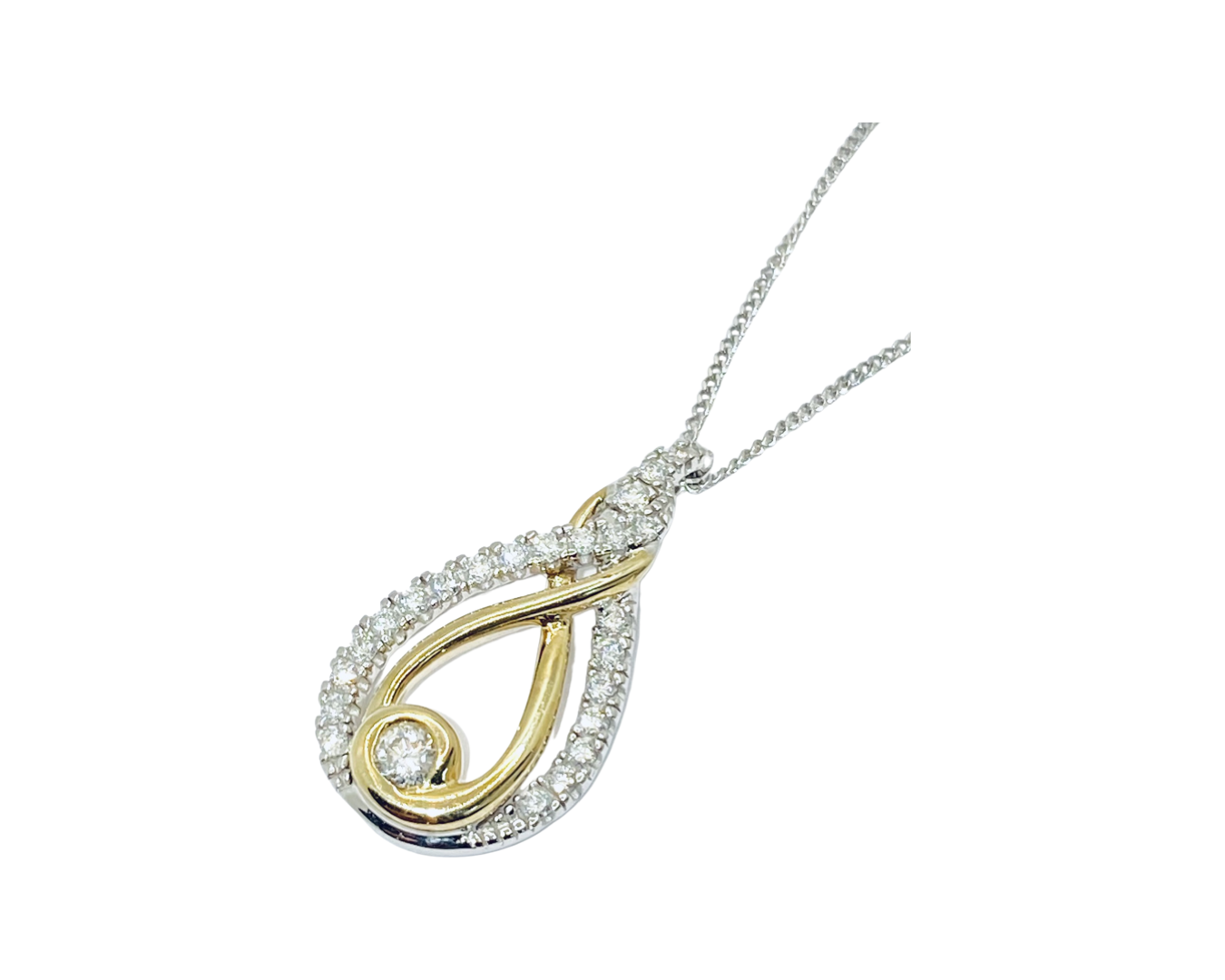10K White and Yellow Gold Diamond Pendant