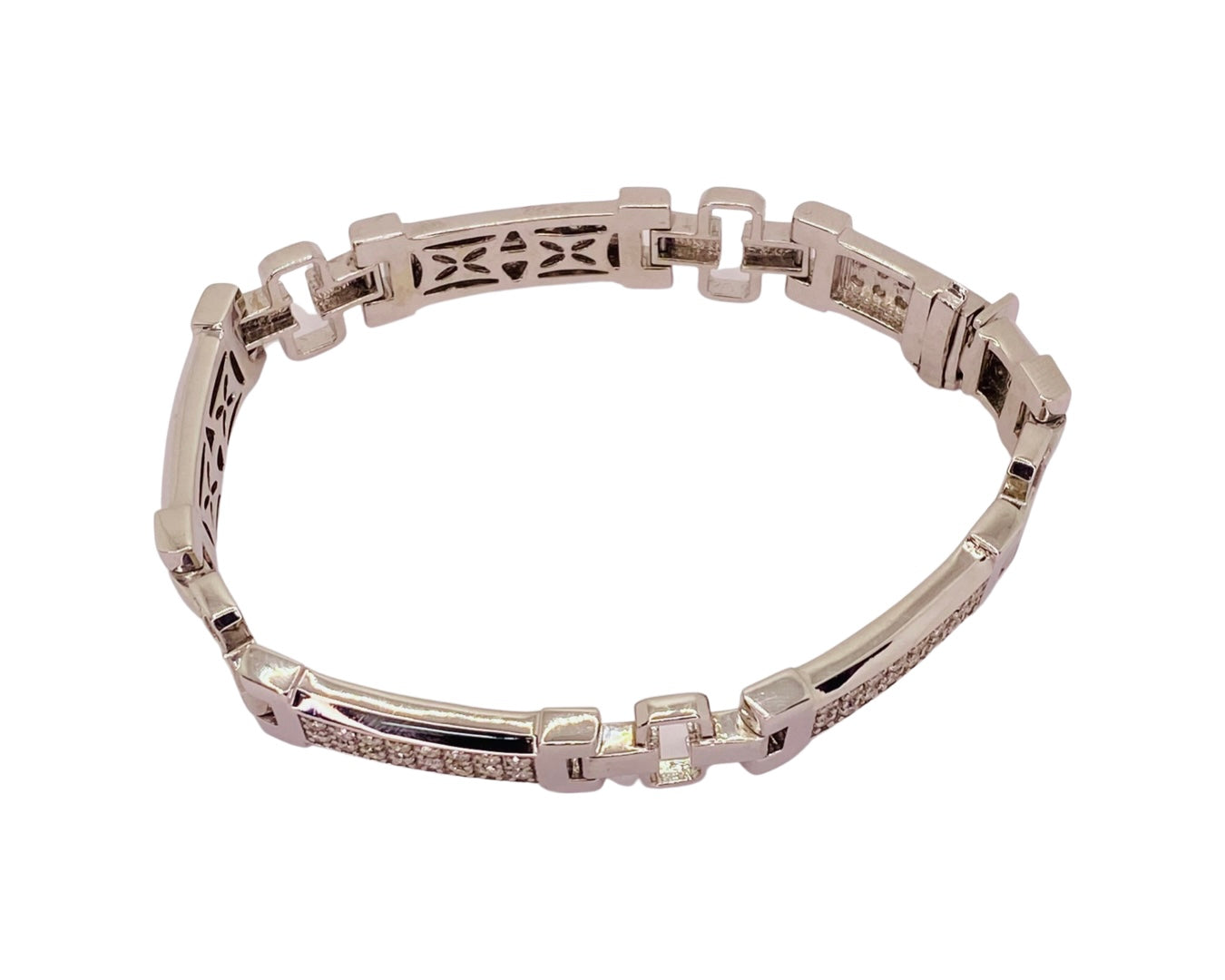 Estate Jewelry 14K White Gold Mens Diamond Bracelet