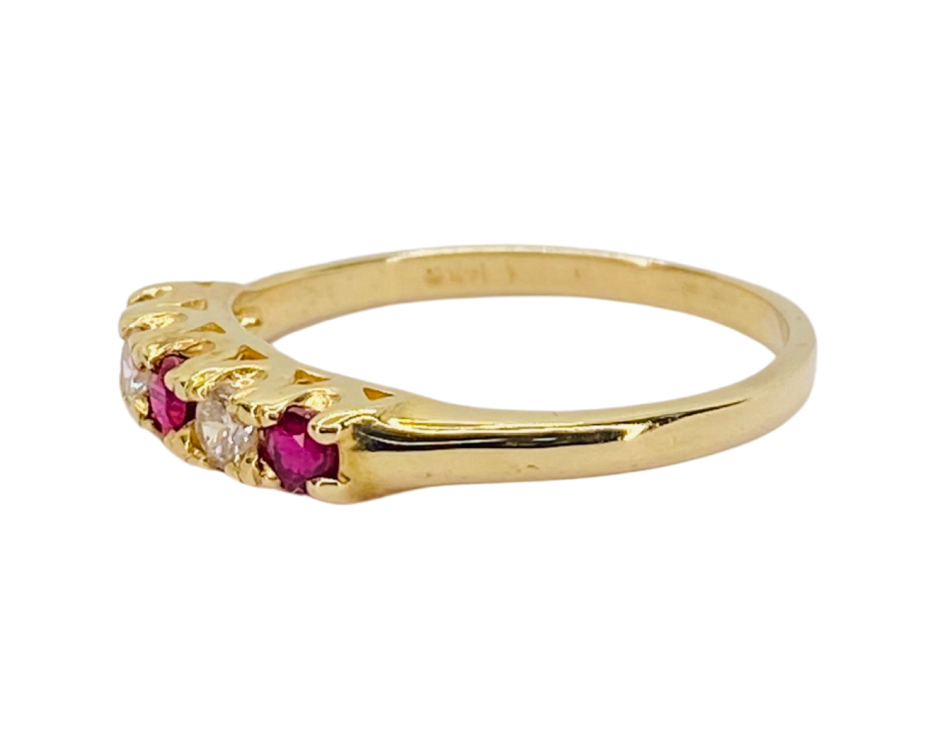 Estate Jewelry 14K Yellow Gold Rubies & Diamond Ring