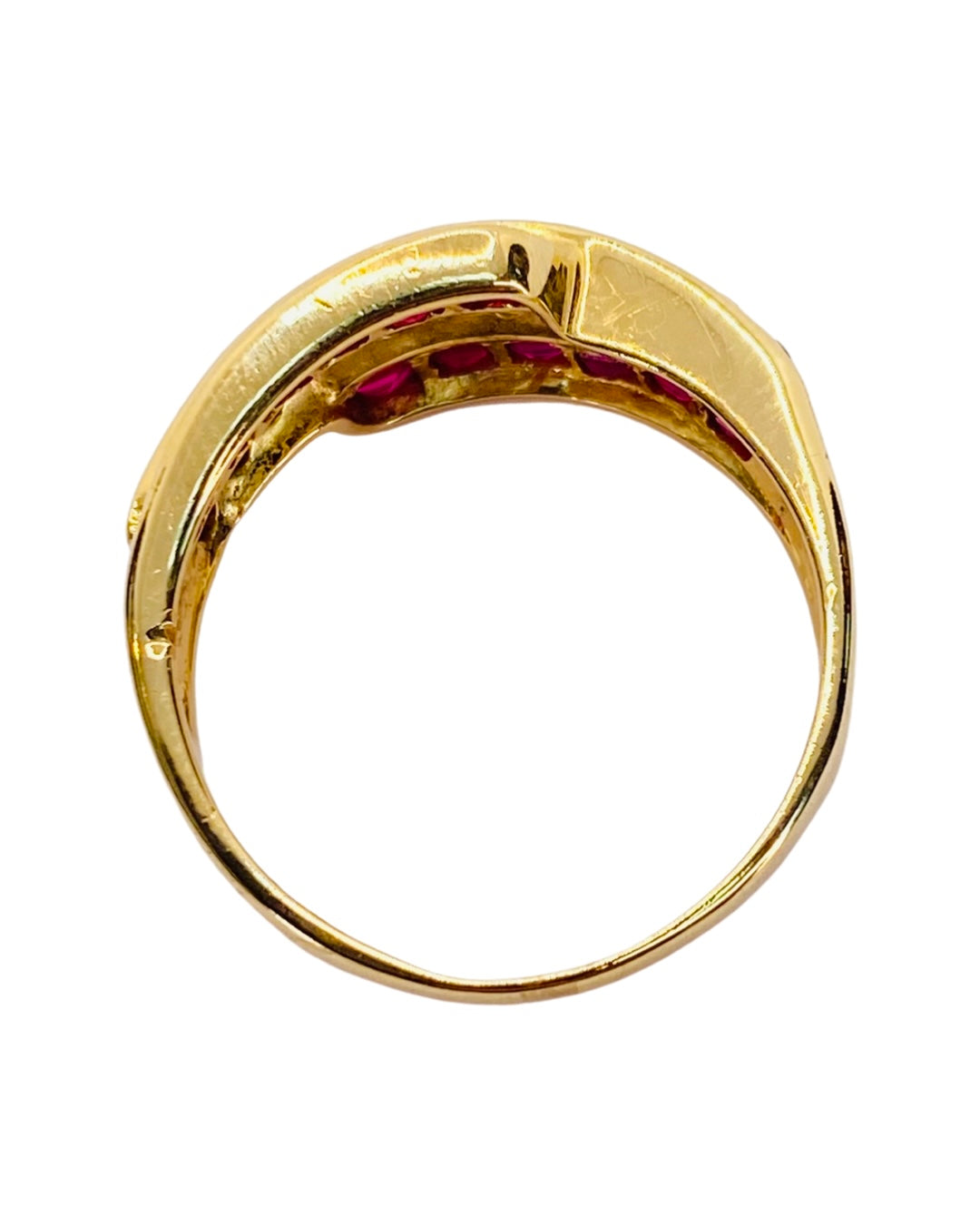 Estate Jewelry 14K Yellow Gold Rubies & Diamond Ring