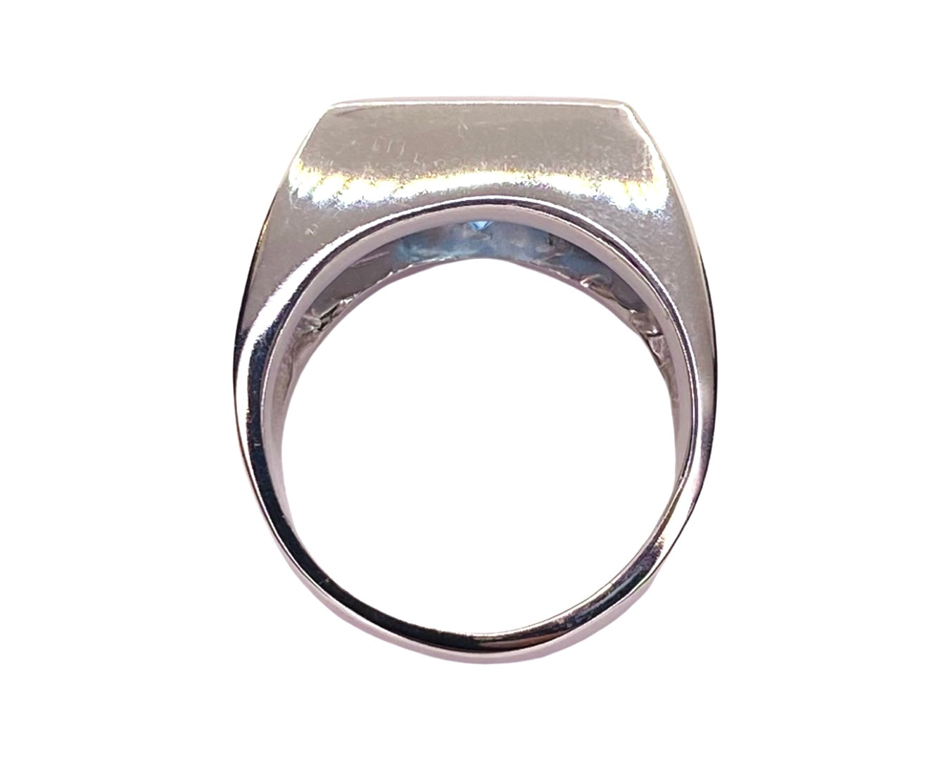 Estate Jewelry 14K White Gold Mens Blue Topaz Ring