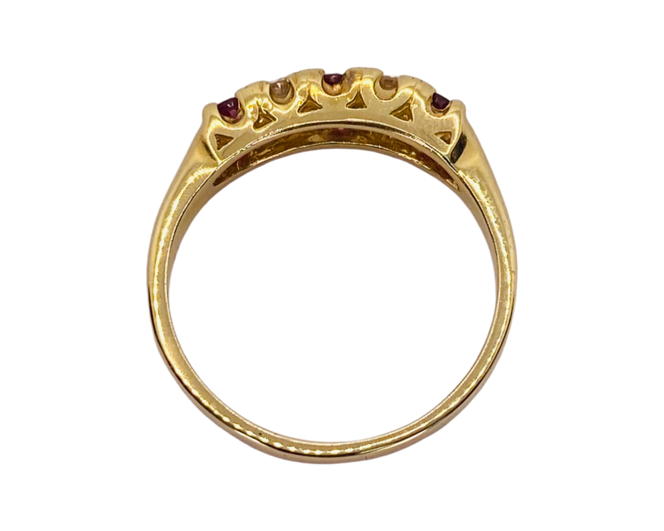 Estate Jewelry 14K Yellow Gold Rubies & Diamond Ring
