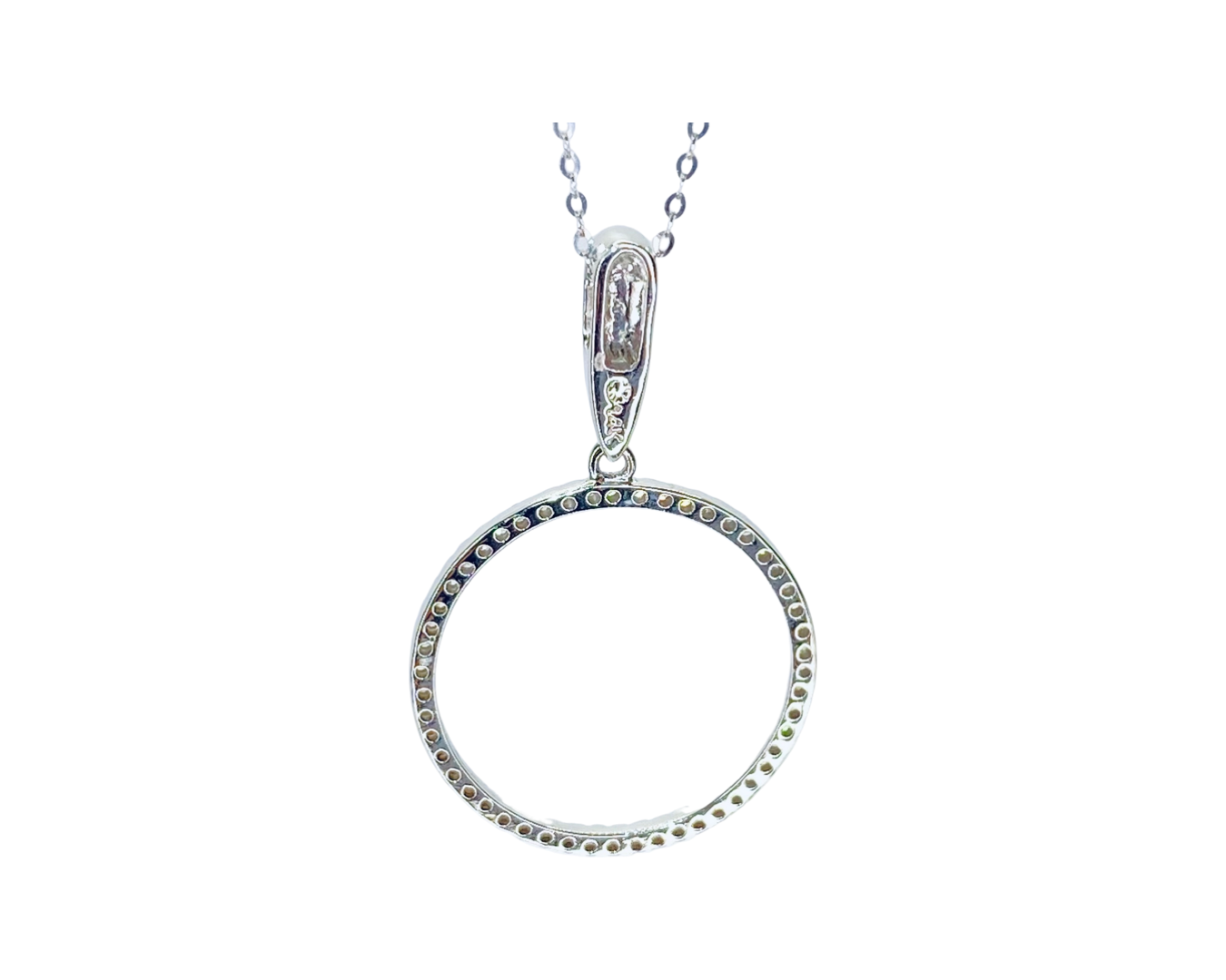 14K White Gold Circle Diamond Pendant
