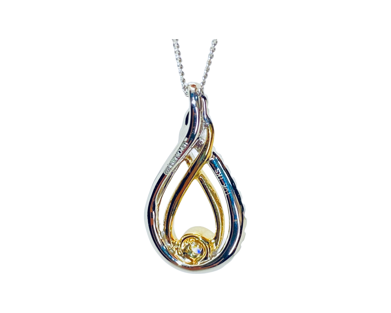 10K White and Yellow Gold Diamond Pendant