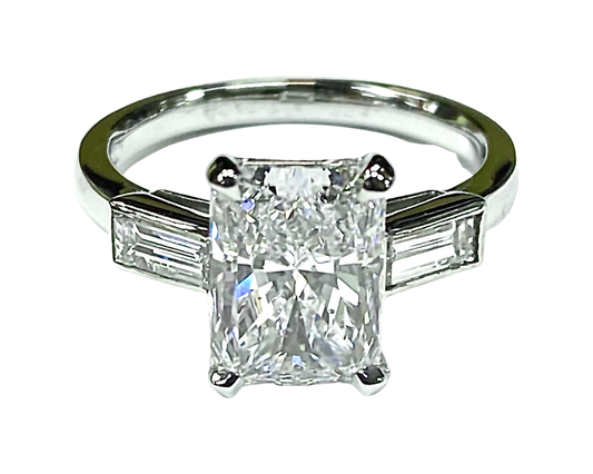 Platinum Emerald Cut Diamond Ring