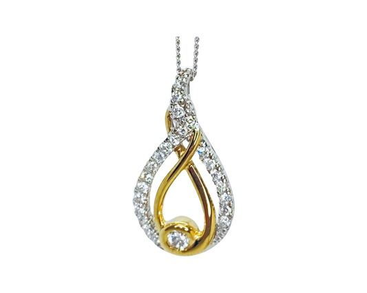 10K White and Yellow Gold Diamond Pendant