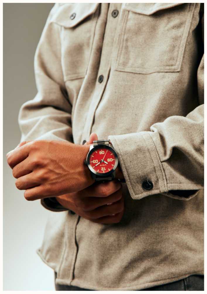 NIXON Corporal SS Matte Gunmetal / Red Dial A346-2100-00