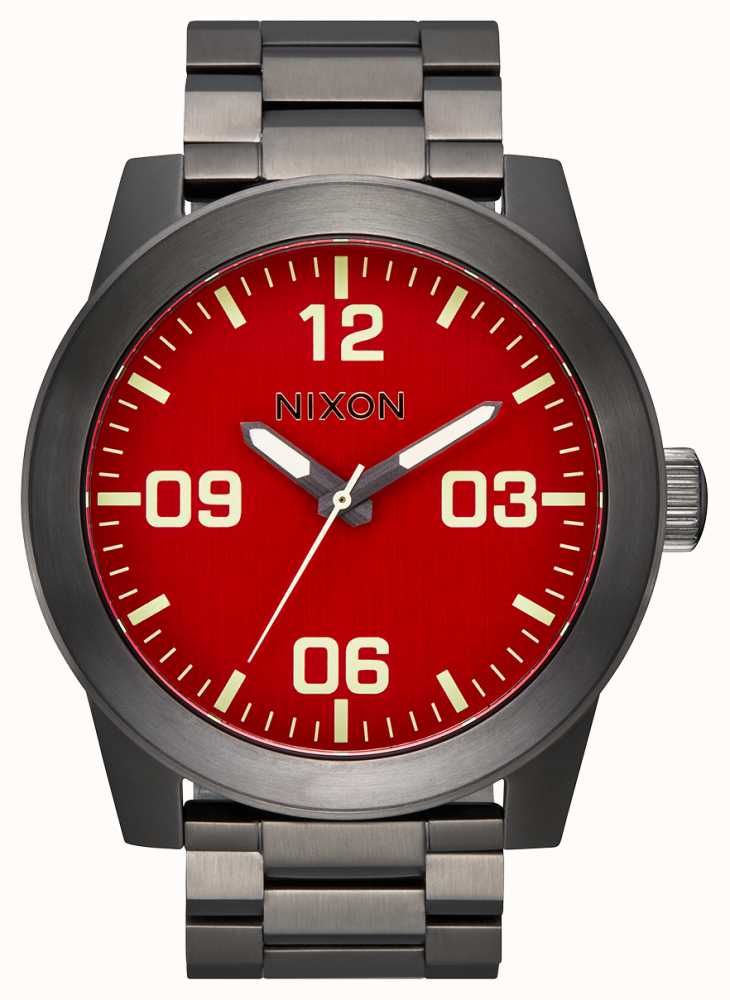 NIXON Corporal SS Matte Gunmetal / Red Dial A346-2100-00