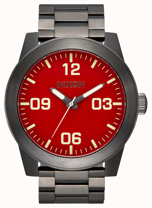 NIXON Corporal SS Matte Gunmetal / Red Dial A346-2100-00
