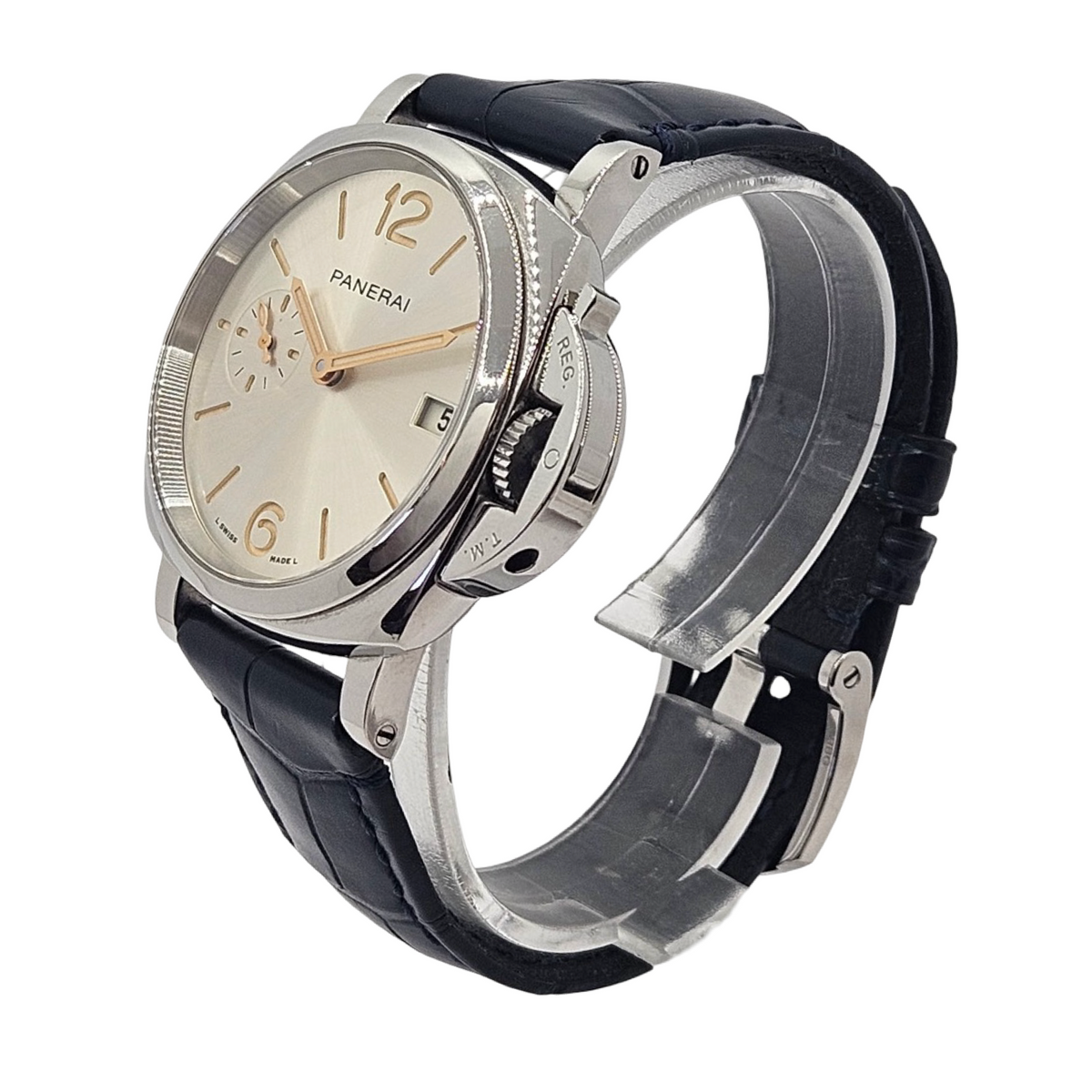 Panerai Luminor Due 38mm Automatic Ivory Dial Blue Croco Strap PAM01248/ OP7603