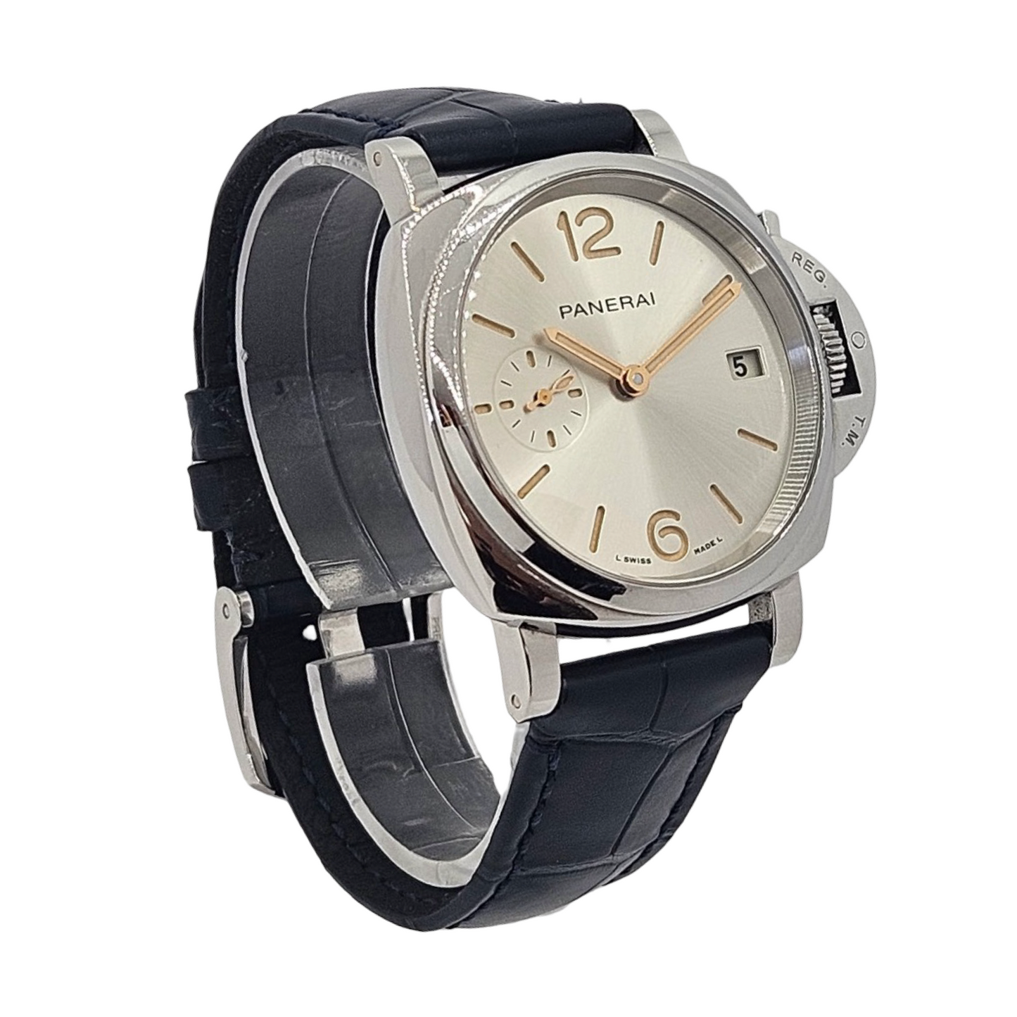 Panerai Luminor Due 38mm Automatic Ivory Dial Blue Croco Strap PAM01248/ OP7603
