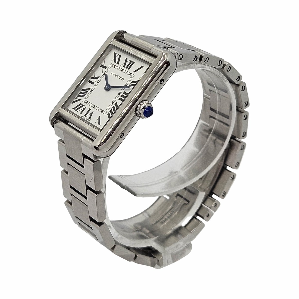 Cartier Tank Solo Quartz Medium White Opaline Dial Steel Bracelet 3170