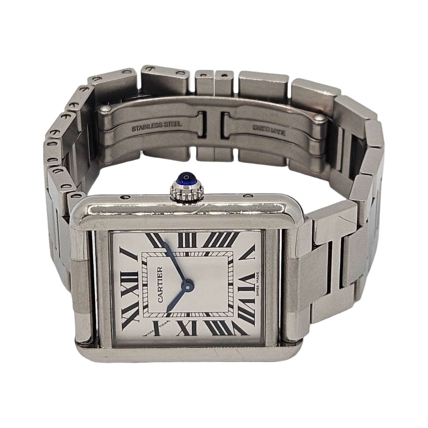 Cartier Tank Solo Quartz Medium White Opaline Dial Steel Bracelet 3170