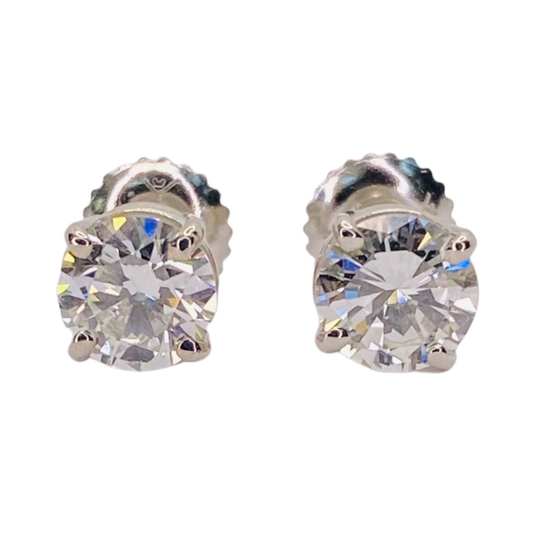 18K White Gold Diamond Stud Earrings