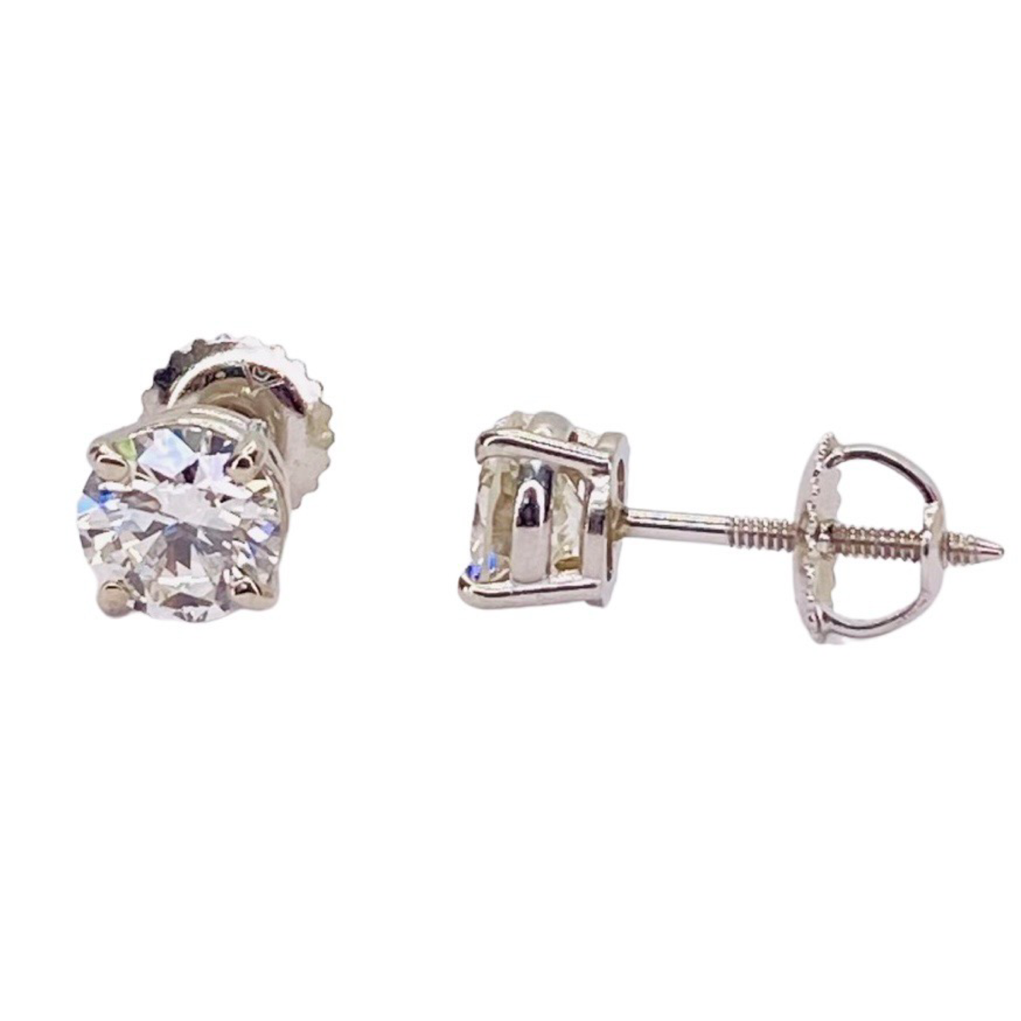18K White Gold Diamond Stud Earrings