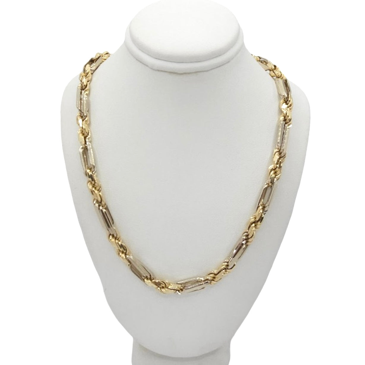 Estate Jewelry 14K Yellow and White Gold Milano Figarope Chain 26.5"