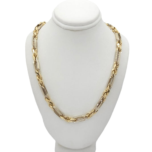 Estate Jewelry 14K Yellow and White Gold Milano Figarope Chain 26.5"