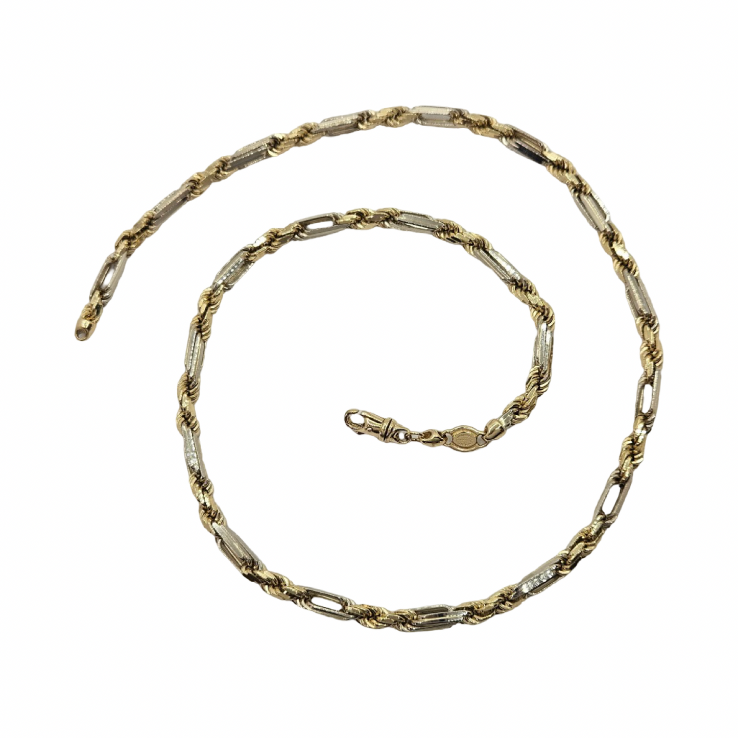 Estate Jewelry 14K Yellow and White Gold Milano Figarope Chain 26.5"